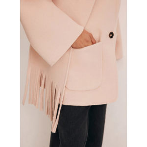 Mint Velvet Pink Fringed Scarf Coat